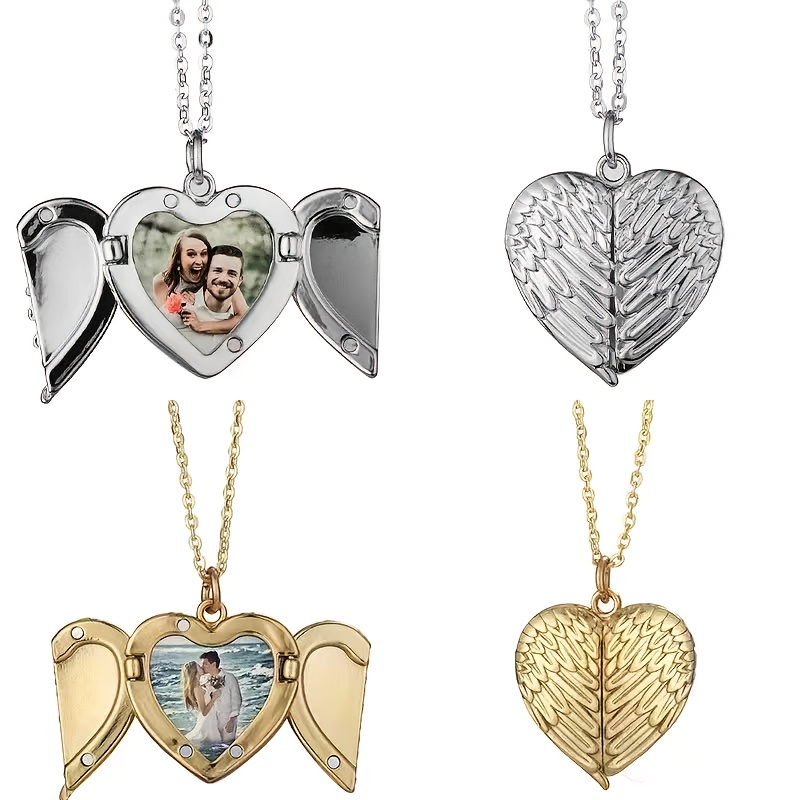 Customized Angel Wing Heart-Shaped Pendant Necklace